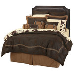 Paseo Road by HiEnd Accents - Embroidered Barbwire Comforter, Twin - Detailed barbwire embroidery scrolls around the border of this gorgeously rustic faux leather comforter. Accented faux leather pillows provide stunning contrast, and are finished in stylish buckles and studs. This Barbwire ensemble includes: Comforter, Bed Skirt, Pillow Sham, Accent Pillow and Neckroll. Coordinating sheets and accessories are available separately. Consider combining for a complete look.