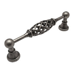 Cosmas - Cosmas 1749-5WN Weathered Nickel 5&rdquo; CTC (128mm) Birdcage Drop Pull [5 PACK] - Cabinet And Drawer Handle Pulls