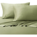 Royal Tradition - Bamboo Cotton Blend Silky Hybrid Sheet Set, Sage, California King - Experience one of the most luxurious night's sleep with this bamboo-cotton blended sheet set. This excellent 300 thread count sheets are made of 60-Percent bamboo and 40-percent cotton. The combination of bamboo and cotton in the making of the sheets allows for a durable, breathable, and divinely soft feel to the touch sheets. The sateen weave gives these bamboo-cotton blend sheets a silky shine and softness. Possessing ideal temperature regulating properties which makes them the best choice for feel cool in summer and warm in winter. The colors are contemporary, with a new and updated selection of neutral tones. Sizing is generous and our fitted sheets will suit today's thicker mattresses.