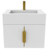 Nile 24" Wall Mounted Bathroom Vanity Set, White, White Top, Gold Handles