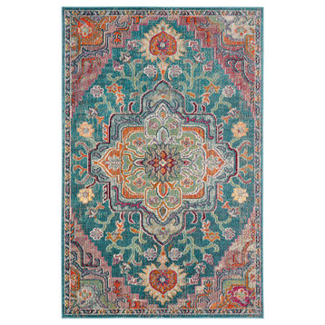 Safavieh Crystal Collection CRS501 Rug, Teal/Rose, 3' X 5'