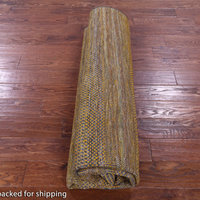 Gold 8' Square Super Savannah Gabbeh Handmade Wool & Silk Rug - Q22197 ...