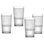 Godinger - Claro Highball Glassware Set of 4 17oz - Whether you are serving guests or simply enjoying your favorite beverage. Featuring emblazoned with a vintage-inspired embossed texture. This traditionally styled glassware is a must-have addition to your kitchen or dining table.