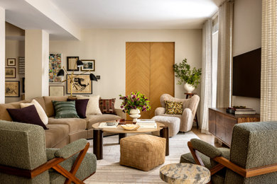 Trendy living room photo in New York
