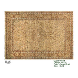 H.A.G. Hand Knotted Carpet 14/14 Quality Camel/Gold - Floor Rugs