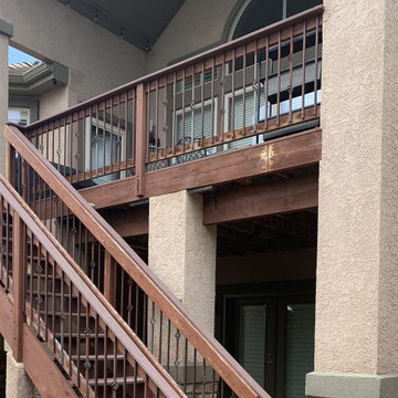 Original redwood deck before it is replaced with a new composite deck