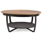 Decor Love - Modern Industrial Coffee Table, Antique Finished Base With Round Mango Wood Top - - Modern industrial: our Coffee table incorporates a powder-coated frame with a sleek wooden tabletop to create an understated modern industrial design. Featuring smooth metal contrasted by natural wood, this table offers a chic aesthetic To any home.