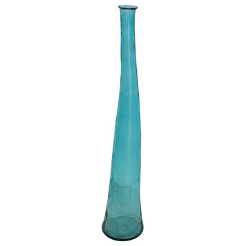 Tall Round Reclaimed Glass Vase, Turquoise