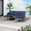 Isla 3-Piece Outdoor Conversation Set With Sofa, Ottomans, Cobalt Blue