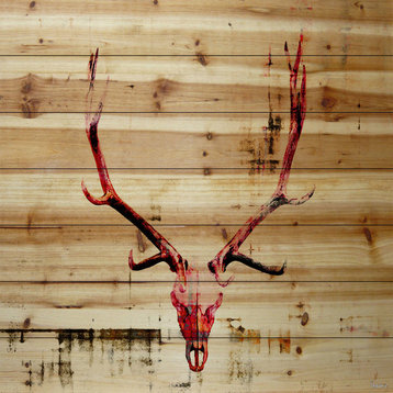 "Hot Temper" Painting Print on Natural Pine Wood, 32"x32"