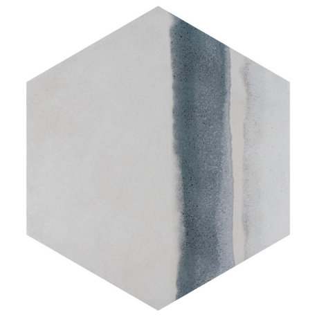 Matter Hex Canvas Bone Blue Porcelain Floor and Wall Tile