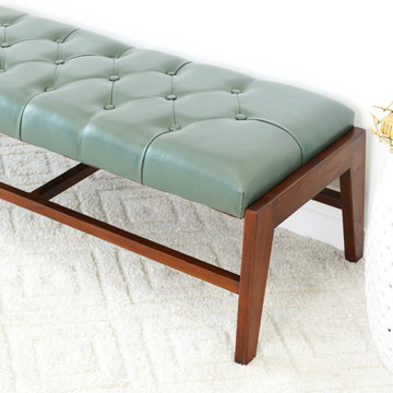 Green Leather Bench Hammond
