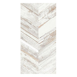 Walls and Floors - White Wash Chevron Wood Tiles, 1 m2 - Wall And Floor Tile