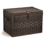 The Basket Lady - Deep Wicker Storage Trunk, Antique Walnut Brown, Large - A deeper version of our ever-popular Wicker Storage Trunk. It's generously sized to hold clothing, blankets, and toys. Or put a piece of glass on the top and use it for a table base. This sturdy trunk is made of heavy rattan core constructed over a wood frame.