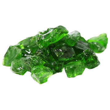 Fireglass Nuggets 1" to 2" 10 lbs for Fire Pit, Emerald Green