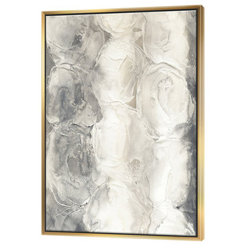 Designart Gray Circles I Modern Framed Artwork, Gold, 36x46