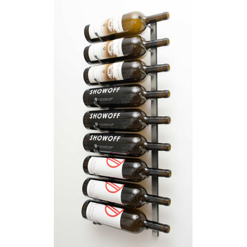 W Series Magnum/Champagne Wine Rack | Modern Wall Mounted Bottle Storage, Brushed Nickel, 9 Bottles (Single Deep)