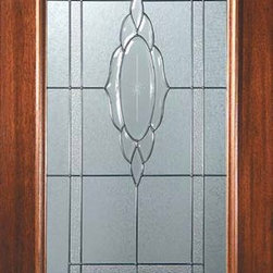 Slab Front Single Door 80 Wood Mahogany Cameo 3/4 Lite Glass - Front Doors