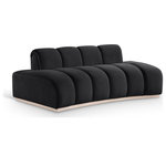 Meridian Furniture - Jace Upholstered Loveseat, Black, Velvet, Loveseat - Innovative design meets soft velvet upholstery in the Jace black velvet loveseat, creating a modern marvel that redefines comfort and style. Its sinuous curves form a sculptural masterpiece that defies convention. A dramatic design and rich velvet upholstery make this piece truly unforgettable.