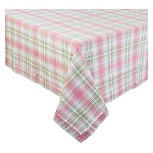 2 Colors Fennco Styles Holiday Drawn Work Thread Design Tablecloth White, 72x108 Tablecloth