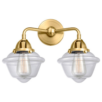 Small Oxford Bath Vanity Light, Satin Gold, Clear, Clear