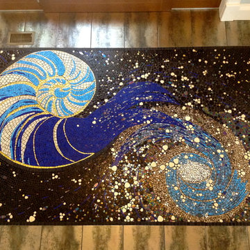 Nautilus and galaxy floor mosaic