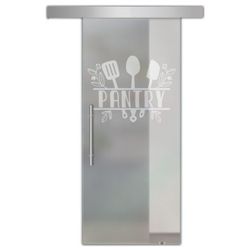 ALU100 Sliding Glass Pantry Door, 34"x81", Full-Private