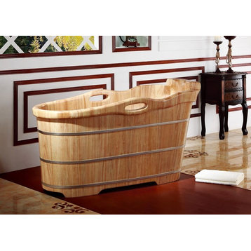ALFI brand AB1187 57-1/4" Soaking Bathtub for - Natural Wood