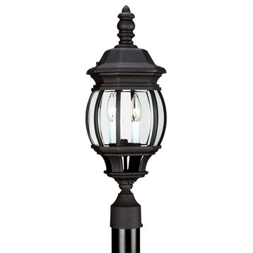 Sea Gull Lighting 2-Light Outdoor Post Lantern, Black