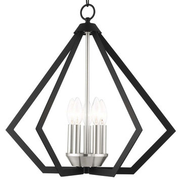 Livex Lighting 40925 Prism 5 Light 20"W Taper Candle Style - Black with Brushed