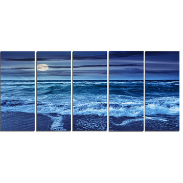 "Blue Everywhere-Blue Sky and Waters" Metal Wall Art, 5 Panels, 60"x28"