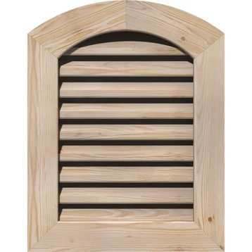 22x34 Arch Top Wood Gable Vent: Functional, 1x4 Flat Trim Frame