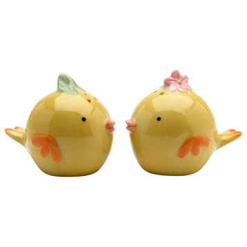 Whimsical Baby Yellow Chicks Salt and Pepper Shakers Set