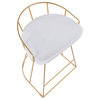 Lumisource Canary Counter Stool, Set of 2, Gold Metal and White Velvet