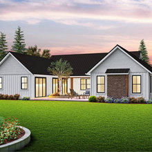 1 STORY MODERN FARMHOUSE COURTYARD PLAN # 9078