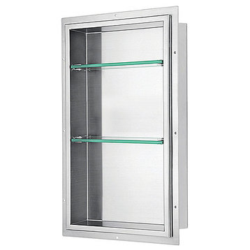 Dawn FNIBN3214 Stainless Steel Finish Shower Niche with Two Glass Shelves