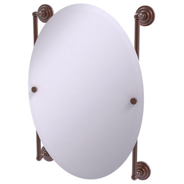 Que New Oval Frameless Rail Mounted Mirror, Antique Copper