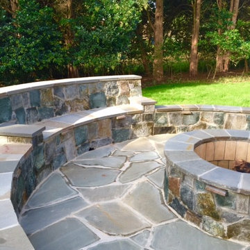 Fire Pit, Patio, Water Feature, Sidewalk, Flagstone Steppers, Plant Install VA