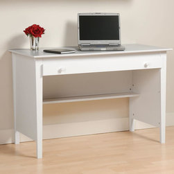 Prepac Contemporary Wood Laptop Desk in White - Desks And Hutches