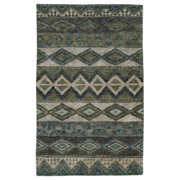 Capel Striation Green 1718_200 Hand Knotted Rugs - 5' X 8' Rectangle