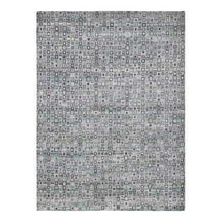 Ahgly Company Indoor Square Oriental Gray Industrial Area Rugs, 5' Square