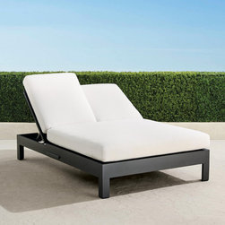 St Kitts Double Chaise with Cushions in Aluminum - Patio Furniture And Outdoor Furniture