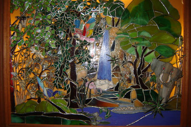 3D Stain Glass Jungle Picture in a Wall Light Box Frame