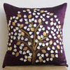 Mother Of Pearls Tree 18"x18" Art Silk Plum Pillow Cases, Plum Hope Tree