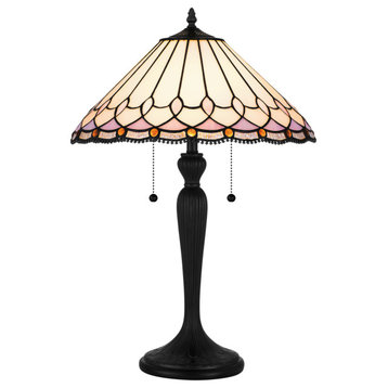 Luxury Glam Tiffany Table Lamp, Matte Black, UQL7029