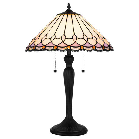 Luxury Glam Tiffany Table Lamp, Matte Black, UQL7029