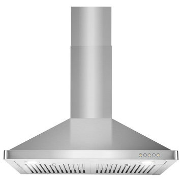 Wall Mount Range Hood with Permanent Filters, LED Lights, 30", Ducted