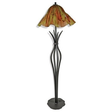 Wrought Iron Milan Floor Lamp With Glass Shade