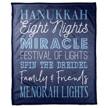 Hanukkah Words Fleece Blanket, 50"x60"