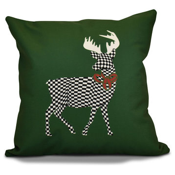 Decorative Holiday Outdoor Pillow, Animal Print, Green, 18"x18"